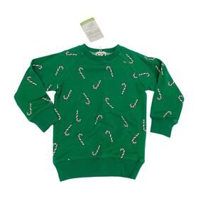 NWT The Oaks Apparel 7Y Candy Cane Sweatshirt in Green